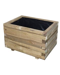 Treated wooden flower vase, 40x40x60 cm, rectangular, natural color