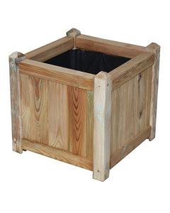 Treated wooden flower vase, 40x40 cm, square, natural color