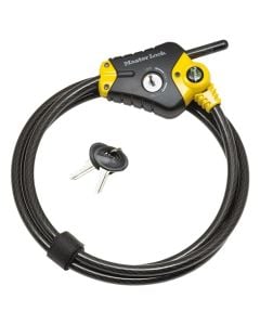 Safety lock with key and mechanism, metalic/PVC, yellow, 25cm x 3 mm