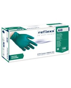 Disposable work gloves, Reflexx, nitrile, powder-free, size M, 100 pieces, green color