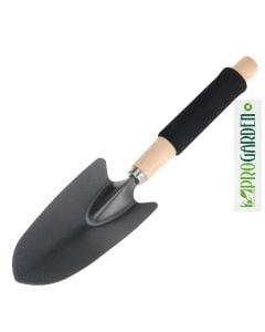 Garden shovel with wooden grip