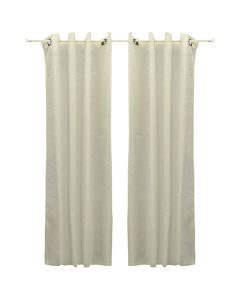 Curtain with rings, polyester, beige-light blue, 150x270 cm