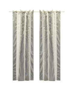 Curtain with rings, polyester, gray, 150x270 cm