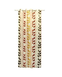Curtain with rings, polyester, brown-orange, 150x270 cm