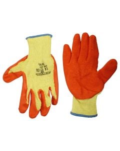 Cut rezistent cotton work gloves with rubber coated yellow  color