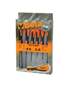 Professional screwdriver set, Beta, 1263/D6, 0.5x3x75mm, 0.8x4x100mm, 1x5.5x125mm, 1.2x6.5x150mm, PH1x4.5x80mm, PH2x6x100mm, Cr-V