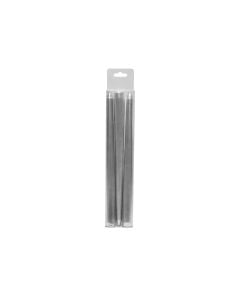 Decorative candle, paraffin, silver, dia 2.2xH25 cm, 3 piece