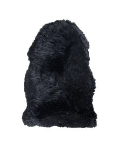 Long wool rug, sheep sking, black, 50 cm