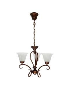 Pending lamp  E27-3x60W/ Iron frame and white glass.
