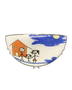 Wall lamp E27-1x60W.1/2 Dia 30cm/ Bended glass with pattern , outside clear ,Chrome