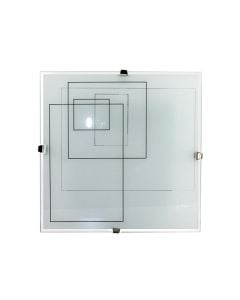 Ceiling lamp E27-1x60W.30x30cm/Flat glass with pattern , outside clear ,Satin nickel