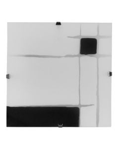 Ceiling lamp E27-1x60W.30x30cm/Flat glass with pattern , outside clear ,Satin nickel
