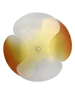 Ceiling lamp E27-1x60W.Dia 40cm/Two glasses , one in orange& yellow  and the other in sandblast,Chrome