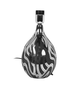 Table lighting base black and silver ceramic.