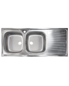 Sink, 2 bowls, APELL, stainless steel (0.8 mm), silver, 83x83xH21 cm