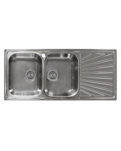 Sink, 2 bowls, right, COMETA, stainless steel, silver, 116x50xH19 cm