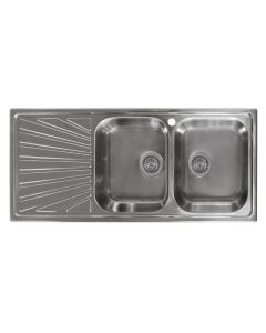 Sink, 2 bowls, left, COMETA, stainless steel, silver, 116x50xH19 cm