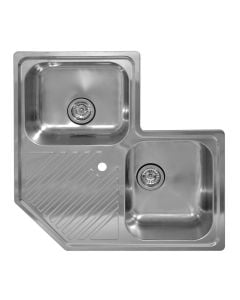 Sink, 2 bowls, CM, stainless steel, silver, 83x83xH21 cm