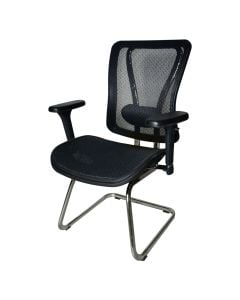 Visitor chair static, chromed base structure, mesh and textile fabric, black, 65x66xH120 cm
