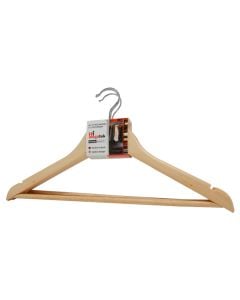 Clothes hanger set of 3 pieces, MEGATEK, wooden, natural, 44.5x1.2xH23 cm