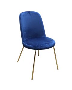 Dining chair, metal structure, textile upholstery, blue/golden, 45x54xH87 cm