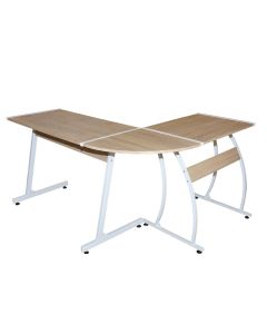 Corner office table, metallic structure, coated MDF, oak, 147x113xH75 cm
