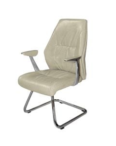 Visitor chair, PU cushion seat and back, Aluminium arm, Chrome steel support, 64x63xH104 cm