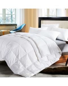 Quilt 1200 gr (250 gsm), 240x200 cm,  Cover: 100% cotton batist baffle boxes German piping  Cover: 90% white duck down Class 1; 10% duck down