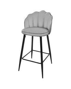 Bar stool, Acuff, wooden legs, textile seating, grey, 39x39xH80 cm