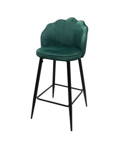 Bar stool, Acuff, wooden legs, textile seating, green, 39x39xH80 cm