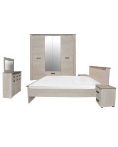 Bedroom, KENT, Melamine and mirror, White oak / Grey oak, 198.5x55.5x206.5 cm