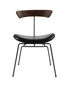 Bar chair, metallic legs (black), wooden back (black), PU seat (black), 47x54xH73 cm