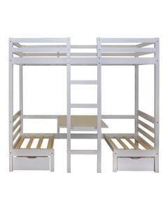 Loft bed, pine wood, white, 200x97xH180 cm