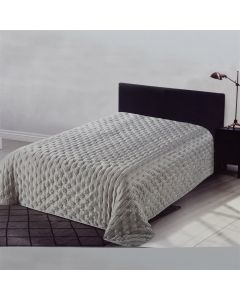 Mbulesë krevati, dopjo, mbushja 100% poliestër (150 gsm), copa e sipërme satin (90 gsm); copa poshtme mikrofibër (70 gsm), gri, 220×240 cm
