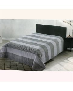 Bedspread, double, fabric: 100% non-glue polyester (120 gsm), front: 100% cotton and polyester (130 gsm); reverse: 100% cotton (70 gsm) enzyme wash, grey, 220×240 cm