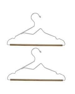 Shirt hanger, set of 2 pcs, MEGATEK, frosted wire, white, 41x1.2xH23 cm