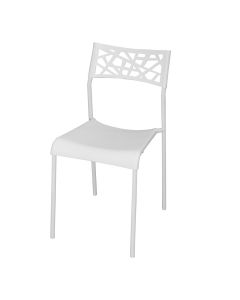 Chair, metallic structure, plastic seat, white, 39x45xH77 cm