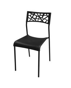 Chair, metallic structure, plastic seat, black, 39x45xH77 cm