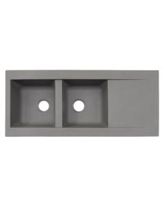 Sink, 2 bowls, left / right, EINNA, grey, 116x50xH20 cm