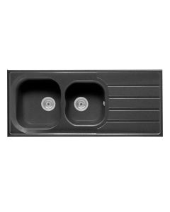 Sink, 2 bowls, left / right, DAKOTA, black, 116x50xH18 cm