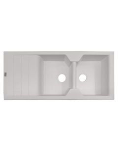 Sink, 2 bowls, left / right, VICTORIA, white, 116x50xH21 cm