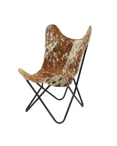 Karrige, metal frame, leather, brown, 63x74xH91 cm