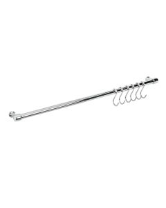 Hanging bar, Lonardo, chromed steel, silver, 6 hooks, 58 cm