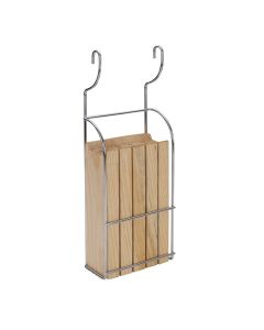 Hanging knife block, Lonardo, chromed steel, wooden, silver, 15x8xH41 cm