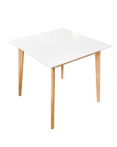 Dining table, pine legs, mdf and melamine tabletop (15mm), white, 80x80xH75 cm