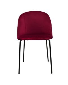 Dining chair, iron tube (black), velvet cover, polyester, burgundy, 53x50xH81 cm