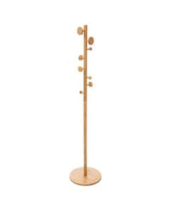 Coat tree, 8 hooks, bamboo, natural, Ø38 xH175 cm
