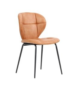 Chair, metal frame (black), PU covering and foam and plywood, brown, 50x44xH82 cm
