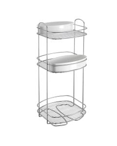 Toilet shelf, Orbit, with 3 levels, chrometherm® coating, gray/white, 26x27xH65 cm