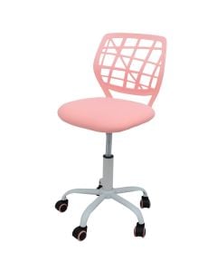 Office chair, metal structure (white), nylon castor, textile seat (pink), PP back (pink), 44x40xH74-86 cm